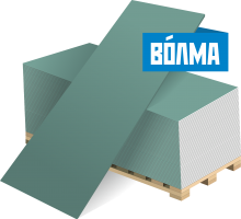 Гипсокартон ГКЛВ / 12,5 х1200 х 2500 / "ВОЛМА" влагостойкий